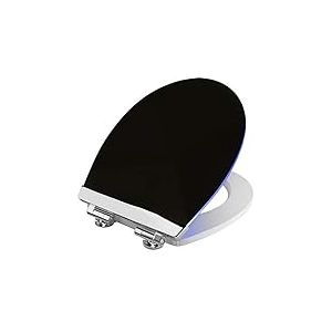 Cornat KSDSC362 Abattant WC « Black Shining » - Éclairage LED doux la nuit - Avec capteur acoustique - Fonction Quick up & Clean - Système d'abaissement automatique - Montage confortable par le haut -