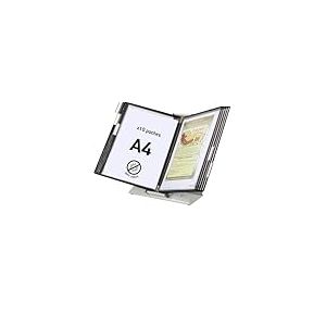 Tarifold 434157 Pupitre en PVC avec 10 poches A4 (Noir/argent)