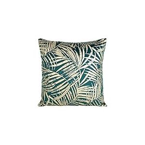 Eurofirany &Eacute;l&eacute;gantes Housses de Coussin d&eacute;coratives en Velours avec Impression - 45 x 45 cm - en Velours Doux - Motif Feuilles - Turquoise fonc&eacute;