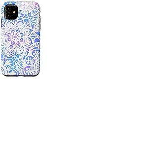 Joli Motif Mandala Pastel Roses Bleu Floral henn&eacute; Coque pour iPhone 11