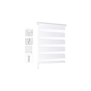 Sekey - Duo Store Enrouleur Klemmfix sans per&ccedil;age pour fen&ecirc;tre, Duo Store 90 cm de Large, Duo Store &agrave; Jalousie Protection Solaire, 90x130cm, Blanc