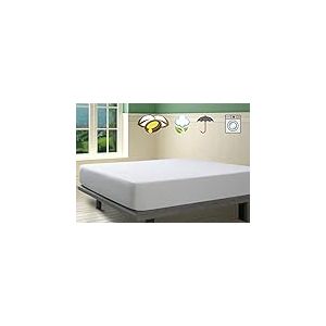 Savel, Prot&egrave;ge-Matelas Tissu &eacute;ponge Bouclette 100% Coton imperm&eacute;able avec Traitement &agrave; l'huile d'argan |135x190/200 cm | Ajustable | Barri&egrave;re PU imperm&eacute;able et Anti-acariens