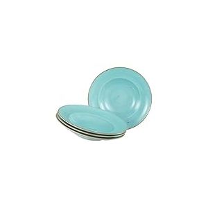 CreaTable, 34046, Série Vintage Nature Aqua, service de vaisselle 4 pièces, assiette à pâtes en porcelaine, compatible lave-vaisselle et micro-ondes, fabriqué en Europe.