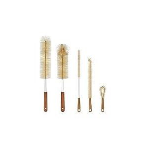 ALINK 5 Pi&egrave;ces Nettoyant Pour Brosse &agrave; Bouteille - Long Manche en Bambou Brosse de Nettoyage de Paille Pour Bouteille d'eau Pour Laver la Carafe &agrave; Vin de Bi&egrave;re &agrave; col &eacute;troit, Biberon, Thermos, Flacon