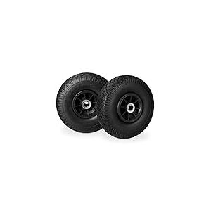 Relaxdays 2 roues de camion &agrave; main, pneus en caoutchouc r&eacute;sistant aux perforations, 3,00 &agrave; 4 pouces, essieu de 20 mm, jusqu'&agrave; 80 kg, 260 x 85 mm, noires