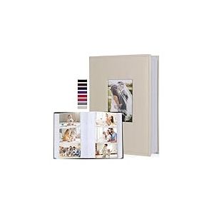 RECUTMS Couverture Album Photo en Cuir PU pour 300 Pochettes 10x15 cm Pochettes d'album Photo B&eacute;b&eacute; Gar&ccedil;on Fille Famille Petits Albums Photos d'anniversaire de Mariage (Blanc cr&egrave;me)