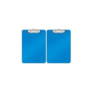 Leitz &ndash; Porte-bloc A4, Capacit&eacute; 75 Feuilles, Clip M&eacute;tallique Solide, Crochet de Suspension, Polystyr&egrave;ne, Bleu WOW, 39710036 (Lot de 2)
