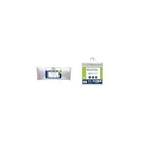 Bleu Câlin Lot Traversin Moelleux 140 cm, Enveloppe Polyester + Protège traversin polochon Molleton 70% Coton 30% Polyester
