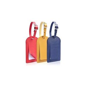 AiQInu Lot de 3 Etiquette Valise en PU, Étiquette Bagage avec Boucle Réglable, Porte Etiquette Valise Cuir Inscriptible Nom Adresse, Luggage Tag pour Voyage Avion