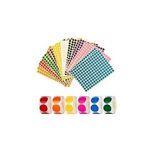 Elalove Gommettes Rondes Autocollantes 10mm - 10 Couleurs Vives 3300 Pièces + Étiquettes Rondes 25mm 6 Couleurs 3000 Pièces - Autocollants Repositionnables pour Organisation