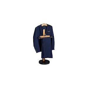 Relaxdays valet, avec support, autonome, costumes sans plis, porte-vêtements, bambou&métal, 109 x 48 x 30cm, noir/nature