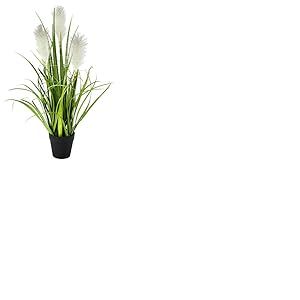 Flair Flower Pampa Herbe en Pot, Polyester, Plastique, Blanc, 20 x 20 x 55 cm