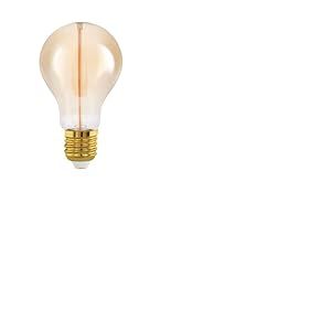 Eglo Lampe LED E27 &agrave; intensit&eacute; variable par paliers, ampoule Edison vintage, dimmable par interrupteur, ambre, 2 watts, 100 lumens, blanc chaud, 1800 K, A60, &Oslash; 6 cm