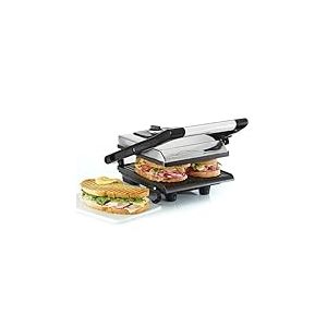 bella Presse &agrave; panini, appareil &agrave; sandwich et grill int&eacute;rieur &eacute;lectrique avec deux plaques antiadh&eacute;sives, couvercle r&eacute;glable en hauteur et un plateau ramasse-miettes amovible,1400 W, Acier inoxydable