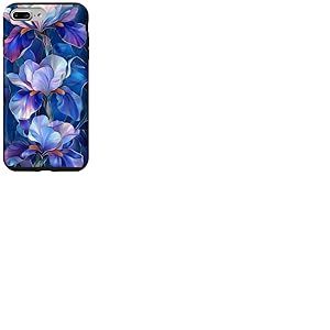 Iris Fleur Naissance Février Fleur Colorée Bleu Foncé Violet Coque pour iPhone 7 Plus/8 Plus