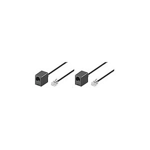 goobay Wentronic Rallonge modulaire 4 broches Fiche RJ11 vers prise RJ11 15 m Noir (Import Allemagne) (Lot de 2)