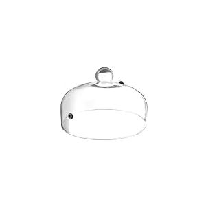 HENDI Cloche de fumage, coupole couvercle dôme pour les aliments et plats, avec aération en caoutchouc pour tenir le pipe fumoir infuseur ou pistolet à fumée, ø260x(H)174mm, en verre borosilicate