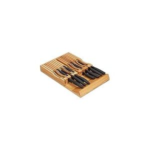 Relaxdays range couteaux de cuisine bambou, support couteaux pour 17 couteaux, bloc tiroir, 5 x 43 x 28,5 cm, nature
