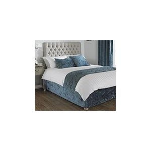 Riva Paoletti Verona Bed Wrap - Teal Blue - Velvet Feel - Crushed Velvet Look - Elastique - 100% Polyester - Super King Size - 180 X 200 X 50 Cm (53" X 74" X 20" Pouces) - Conçu Au Royaume-Uni