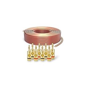 PureLink SP060-030 C&acirc;ble d'enceinte 2x2,5mm&sup2; (99,9% OFC cuivre massif 0,20 mm) C&acirc;ble de haut-parleur Hifi, 30m, transparent, Set comprenant 8 fiches bananes