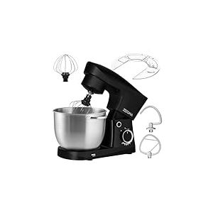 ZEEGMA PLANEET EASY Robot Planétaire 1500 W Robot de cuisine multifonctionnel avec bol de 5,2 L avec 2 poignées, mixeur 10 vitesses avec crochet, agitateur, fouet, couvercle avec mesures (Noir)