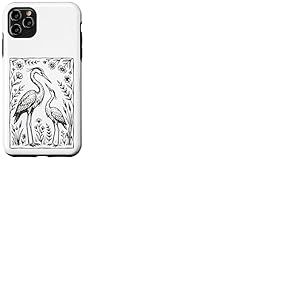 H&eacute;rons Fleurs Illustration Fleurs Sauvages Coque pour iPhone 11 Pro Max