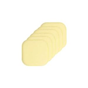 Sweet Home Collection Lot de 6 Coussins de Chaise en Mousse à mémoire de Forme, Motif nid d'abeille, Dos en Caoutchouc antidérapant, Arrondi, carré, 40,6 x 40,6 cm, Jaune