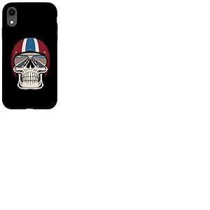 T&ecirc;te de Mort r&eacute;tro Portant Un Casque de Moto et des Lunettes de Soleil Coque pour iPhone XR
