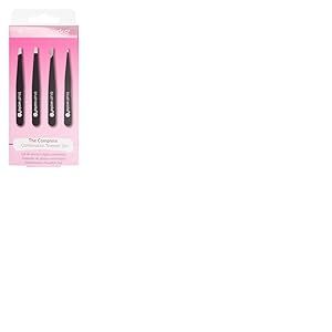 Brushworks HD 4 Piece Combination Tweezer Set Lot de pinces à épiler combinées Black