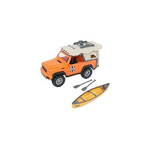 TURBO CHALLENGE - Tout Terrain avec Kayak - Cap Aventure - 021231-1/16 - Prêt à Rouler - Piles Incluses - Voiture Friction - Orange - Plastique - À Partir de 3 Ans