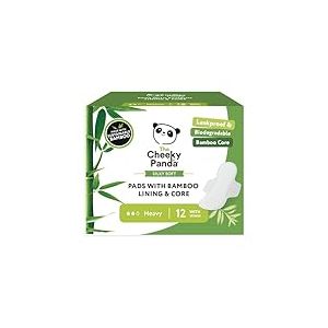 The Cheeky Panda Serviettes Hygiéniques Bio | Flux Abondant | Ultra Confort et Absorption Maximale | 12 Serviettes en Bambou avec Ailettes | Douces pour la Peau