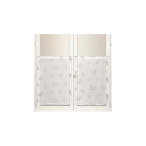 Atout Ciel Paire de Voilages Brod&eacute;s Papillons, avec Passe-Tringle pr&ecirc;ts &agrave; Poser, 2X 60x120cm, Blanc/Gris