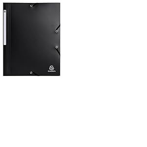 Exacompta - Réf. 55701E - Carton de 50 chemises à élastiques Opak - pochettes 3 rabats - en polypropylène recyclé - dimensions 24 x 32 cm pour documents au format A4 - noir