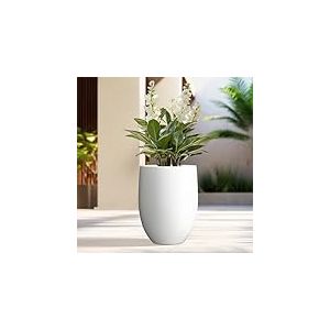 Kante Pot Rond pour extérieur, béton, Blanc Pur, 21,7 Pouces de Haut