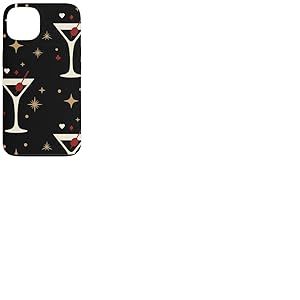 Retro Casino Verre &agrave; Cocktail Ic&ocirc;nes Jaune Allover Vibe Coque pour iPhone 13