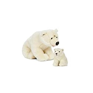 Living Nature Coffret Cadeau Peluche - Ours Blanc en Peluche (60cm) & Cub (30cm)