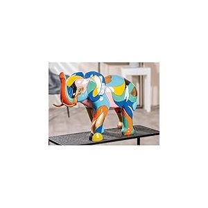 Casablanca Figurine Bloc de Couleur 2&egrave;me Choix &ndash; Largeur 58 cm &ndash; R&eacute;sine &ndash; Multicolore Brillant &ndash; Sculpture d'&eacute;l&eacute;phant &ndash; Accessoire de Maison &ndash; Cadeau