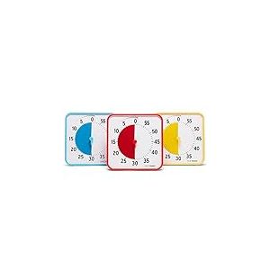 Time Timer Classroom Set Couleurs Primaires Minuterie Visuelle 60Min Cartes D'Activit&eacute; Effa&ccedil;ables Sec Salle Classe Centres d'apprentissage/Horloge Bureau Lot 3 Bleu/Rouge/Jaune 19x19x3cm TT08B-PRM3-W