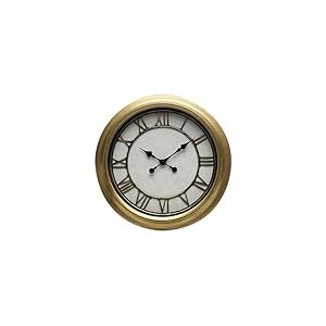 VoltShine Horloge Murale rétro Industrielle en Or de 60 cm avec Chiffres Romains et Grandes Aiguilles, idéale pour la décoration Vintage et la Lecture d'heure.