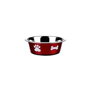 Classic Pet Products Gamelle classique Motif pattes, 1600 ml, Rouge