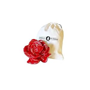 Bougie laqu&eacute;e en forme de rose dans une bo&icirc;te cadeau - Bougie artisanale - Diam&egrave;tre 12 cm - Couleur rouge