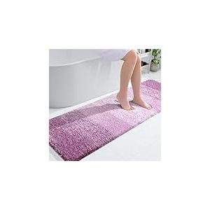 OLANLY - Tapis de Salle de Bain en Microfibre Extra Douce et absorbante, Revers en Caoutchouc, séchage Rapide, Lavable, Accessoires de décoration d'intérieur, 150 x 51 cm, Rose-Violet