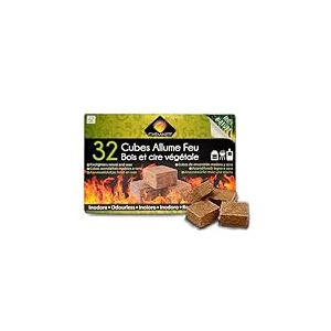 Cheminett - Cubes Allume Feu Naturels - 32 Pièces - À Base de Sciure de Bois de Conifères Certifié FSC et d’Huile Végétale - Temps de Combustion 8 à 10 min