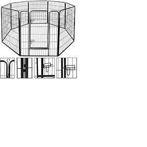 UNDERDOG Parc de Jeu Extra r&eacute;sistant &agrave; 8 Panneaux pour int&eacute;rieur/ext&eacute;rieur (8 Panneaux, 80 x 80 cm), Noir