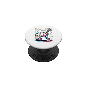 Retro Arcade Joueur de Lacrosse sur Gazon PopSockets PopGrip Adh&eacute;sif