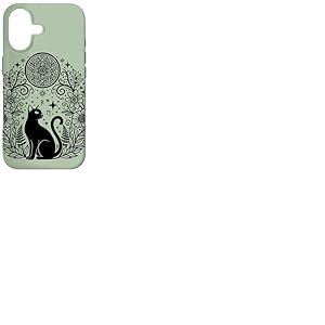 Mandala Floral avec Mandala en Forme de Chat Sorcier c&eacute;leste Coque pour iPhone 17