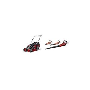 Einhell Tondeuse à Gazon sans Fil GE-CM 43 Li M KIT Power X-Change (36V, Largeur de Coupe 43 cm, Surface conseillée 500 m²) avec 2 Batteries 4,0 Ah et Chargeur + Souffleur sans Fil GE-UB 18/250 Li E