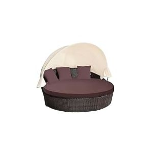 MICTONY Housse de Coussin de Rechange pour lit de Jour d'extérieur de 167,6 cm avec Bande élastique, Housse de Coussin de lit Rond d'extérieur Uniquement (lit de Jour Non Inclus) - Marron