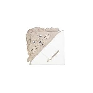 Trois Kilos Sept – Cape De Bain Bébé avec Gant 70x70cm – Éponge Douce – À Capuche – Collection Tam Tam – Petit Lion Mignon – Sortie De Bain Nouveau-né Et Enfant