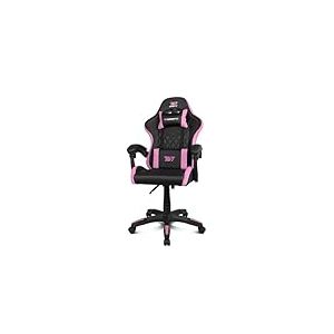 DRIFT GAMING DR35 - Chaise Professionnelle, Similicuir, Accoudoirs rembourrés, Piston Classe 3, Base en Nylon renforcé, Siège inclinable, Hauteur réglable, Coussin Lombaire/Cervical, Noir/Rose